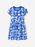 Abstract Paradise Premium Ruffle Sleeve Dress