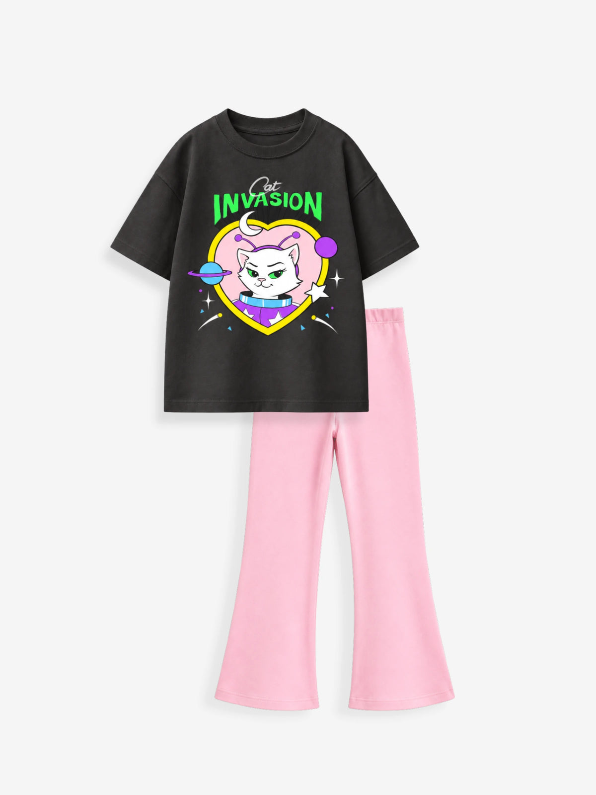 Cat Invasion Flare Pant Set