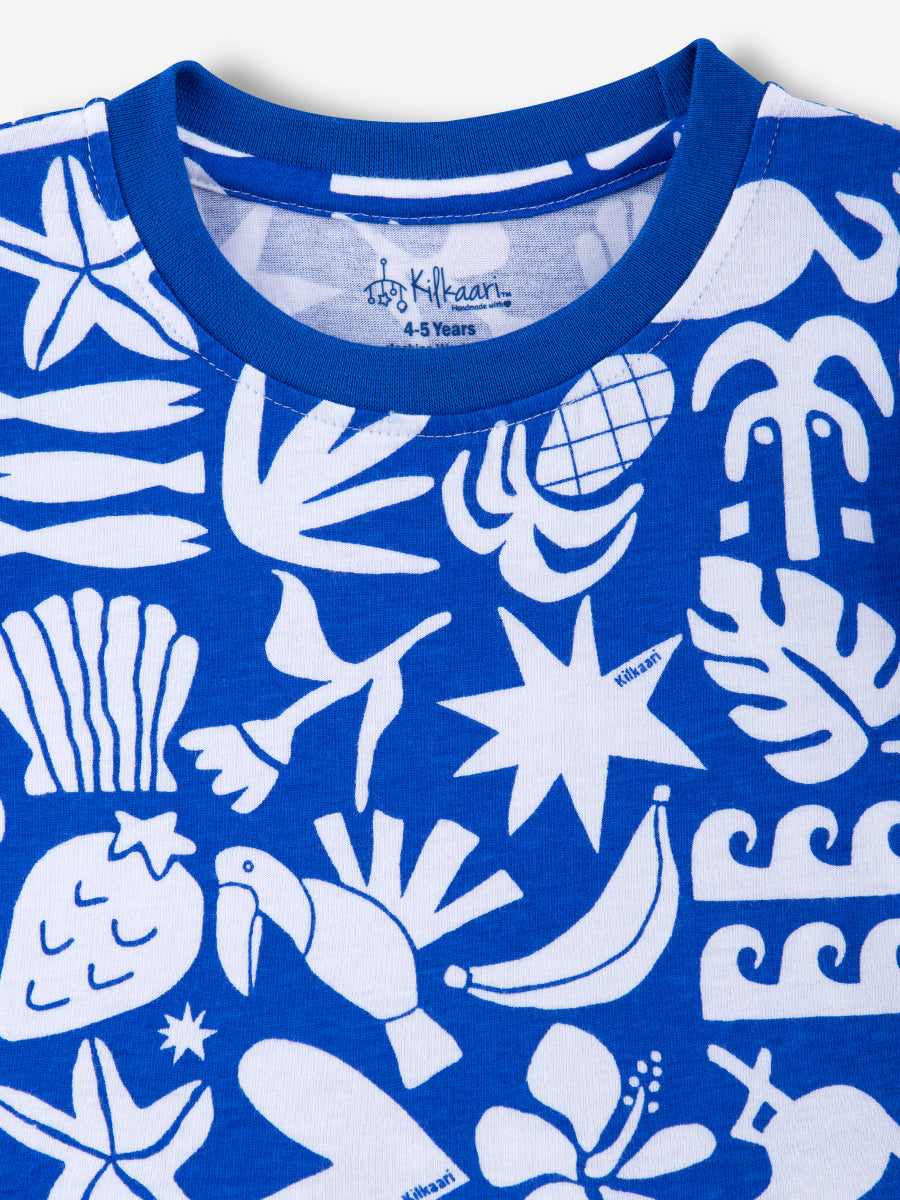 Abstract Paradise Premium Ruffle Sleeve Dress