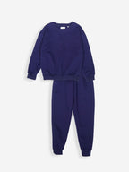 Premium Winter Fleece: Navy Blue Sweatshirt Set