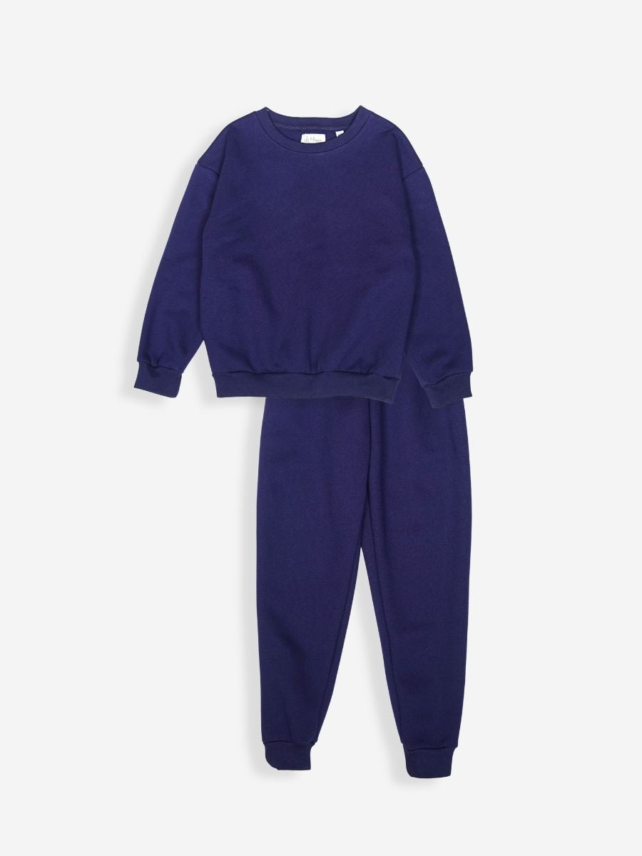 Premium Winter Fleece: Navy Blue Sweatshirt Set