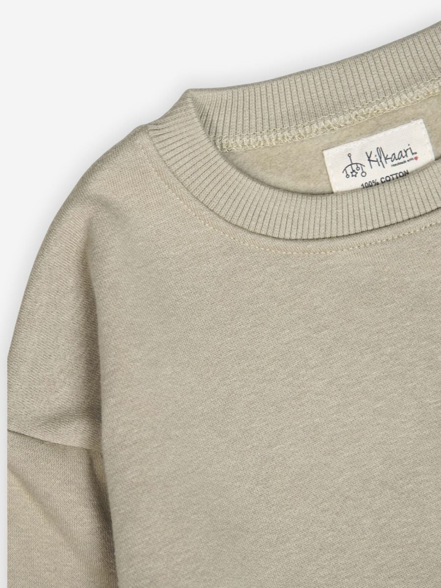 Premium Winter Fleece: Light Beige Sweatshirt Set
