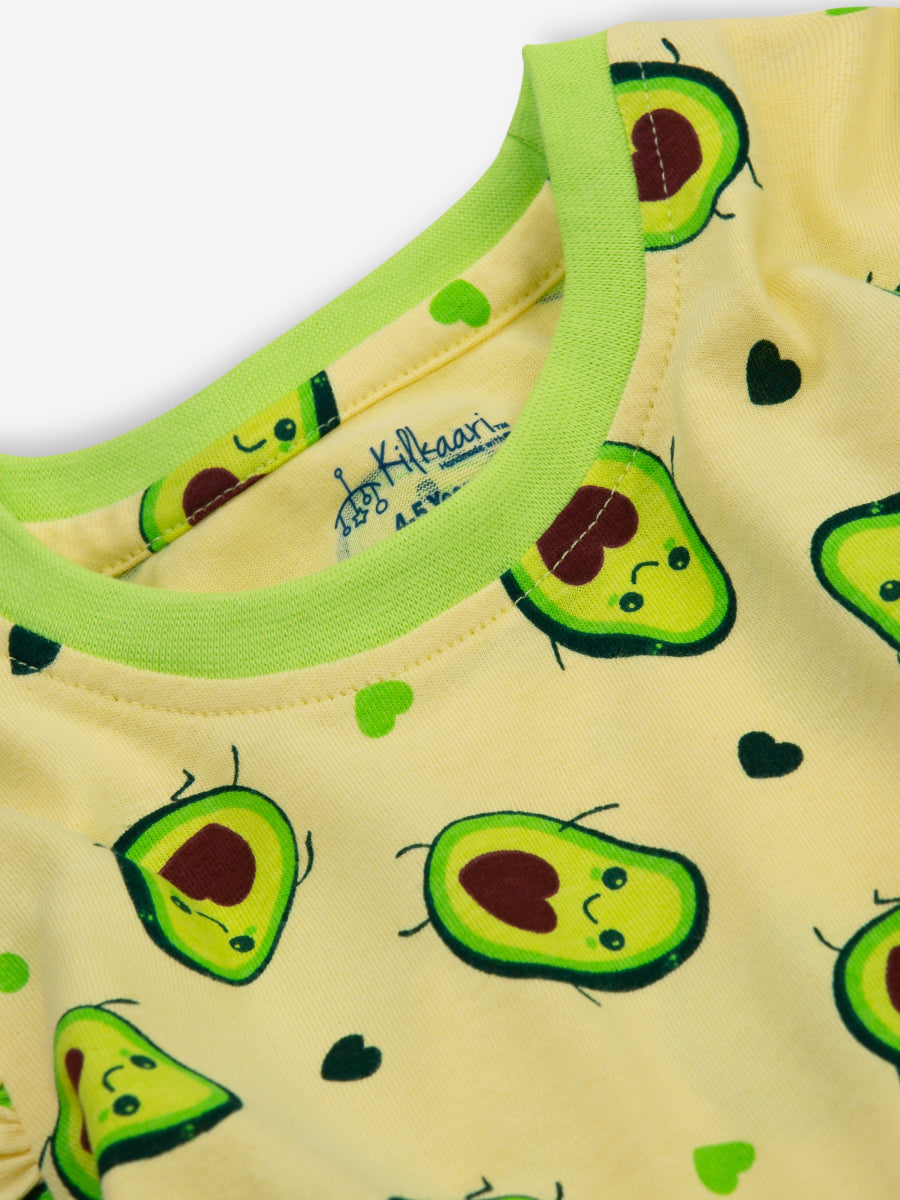 Playful Avo – Premium Ruffle Sleeve Dress