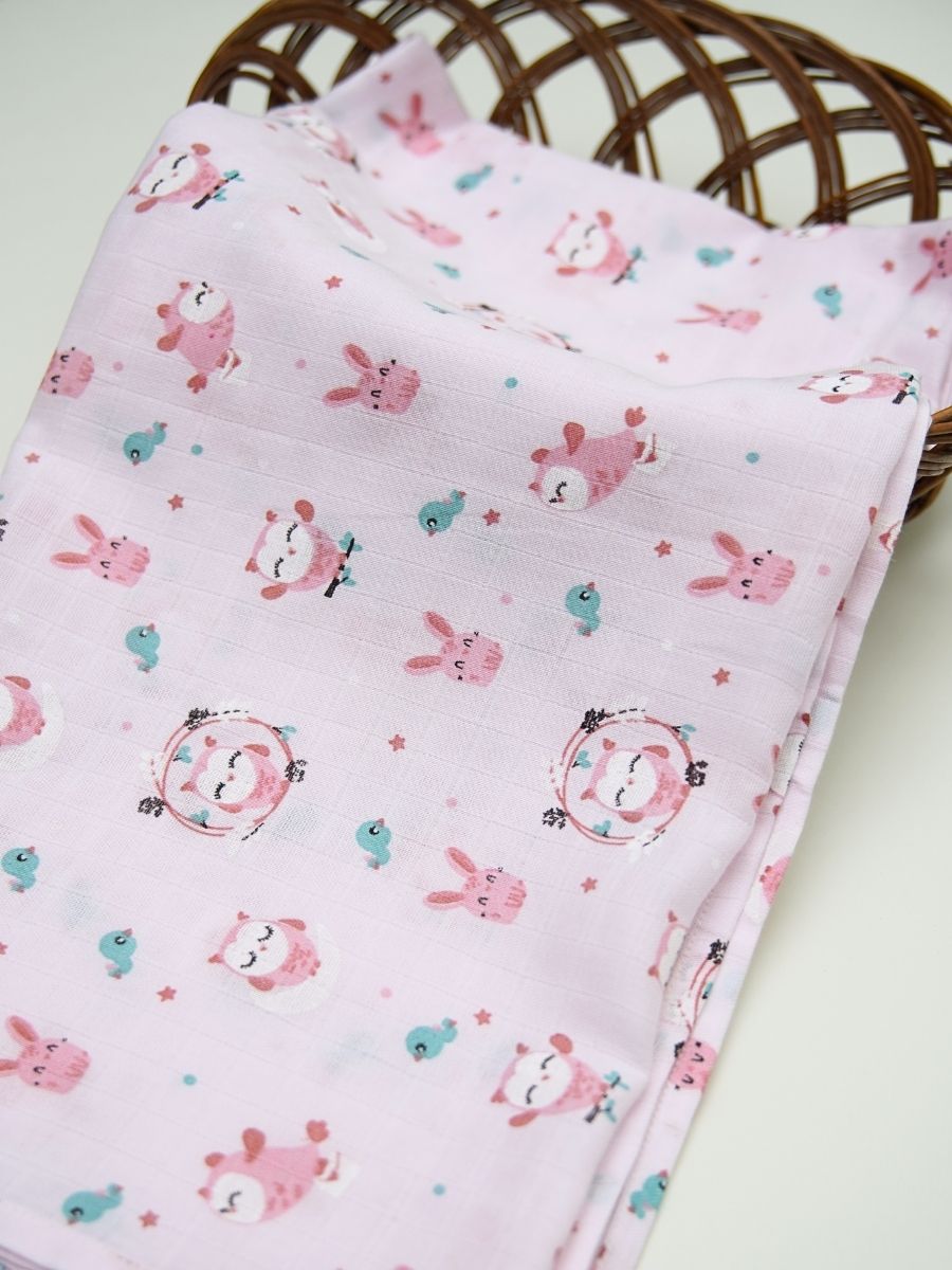 Cuddly Comfort: Light Pink Bamboo Muslin Swaddle