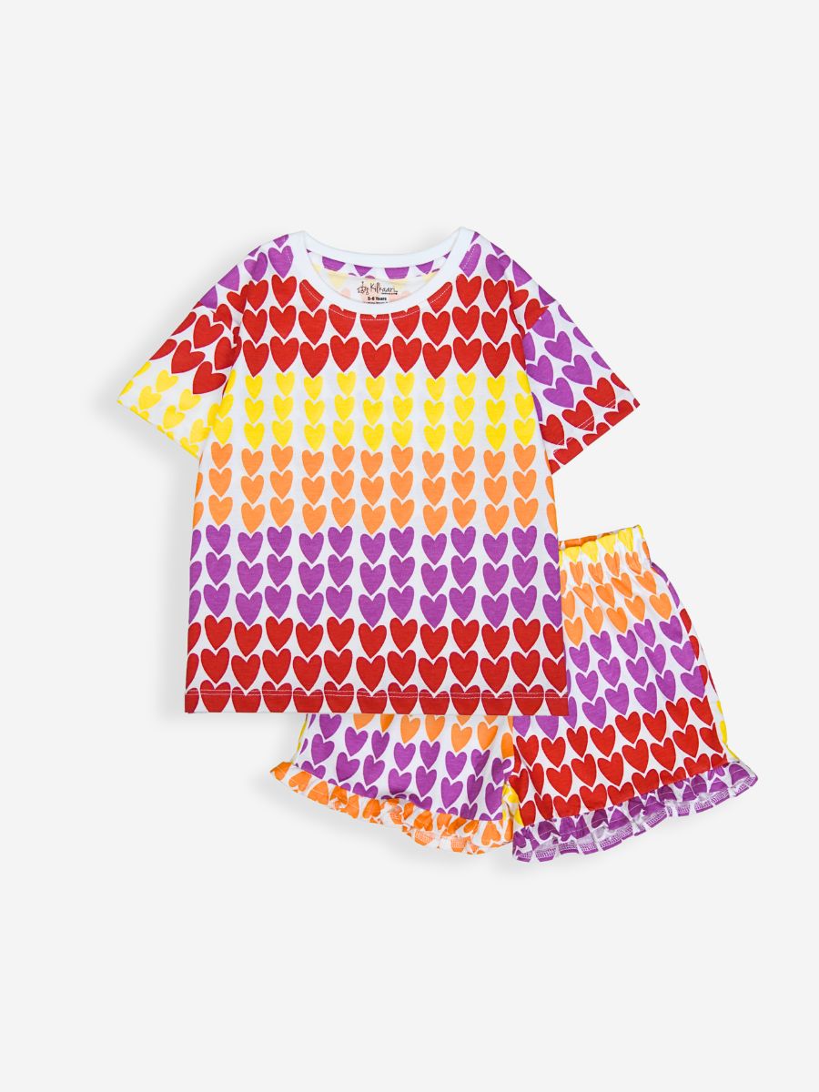 Gradient Hearts Premium Oversized Co-ord Set