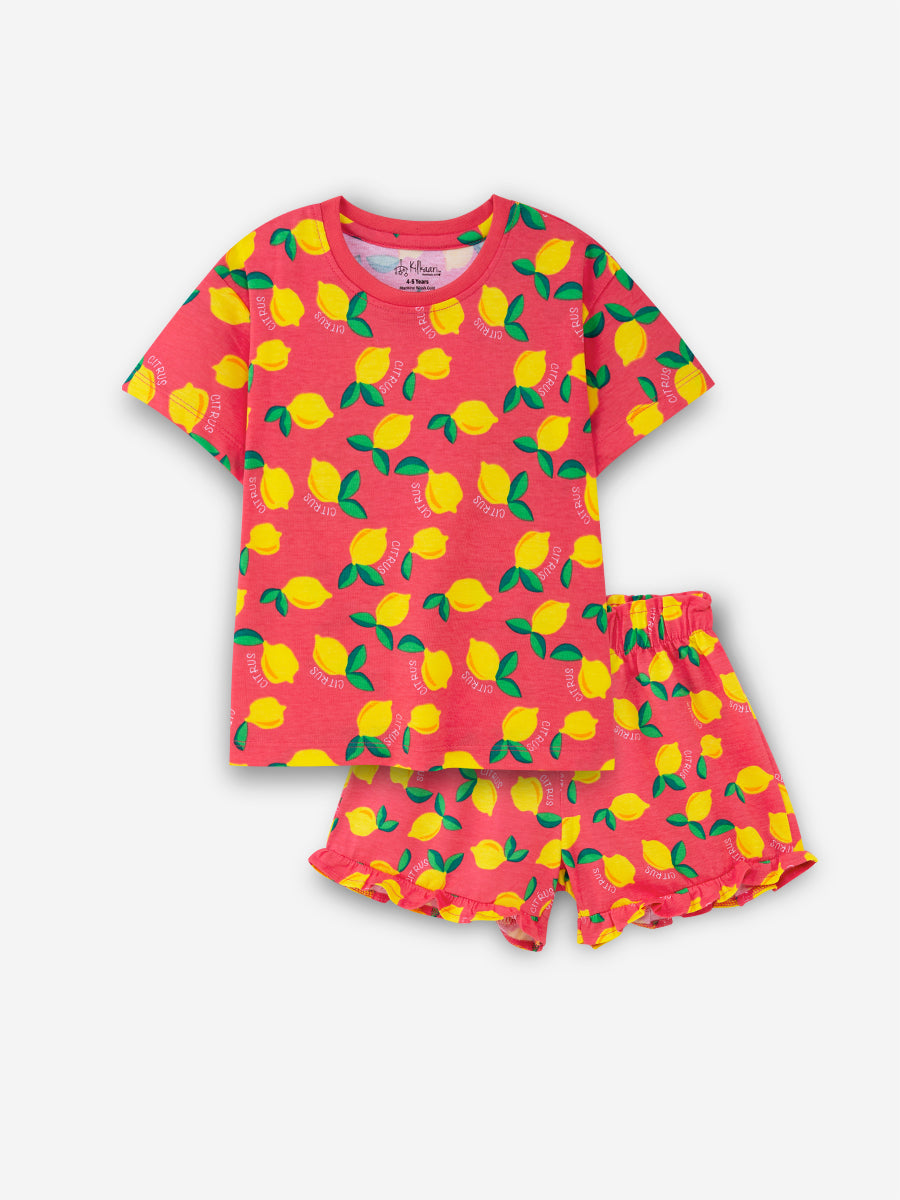 Citrus Lemon Oversized Cord set (Red)