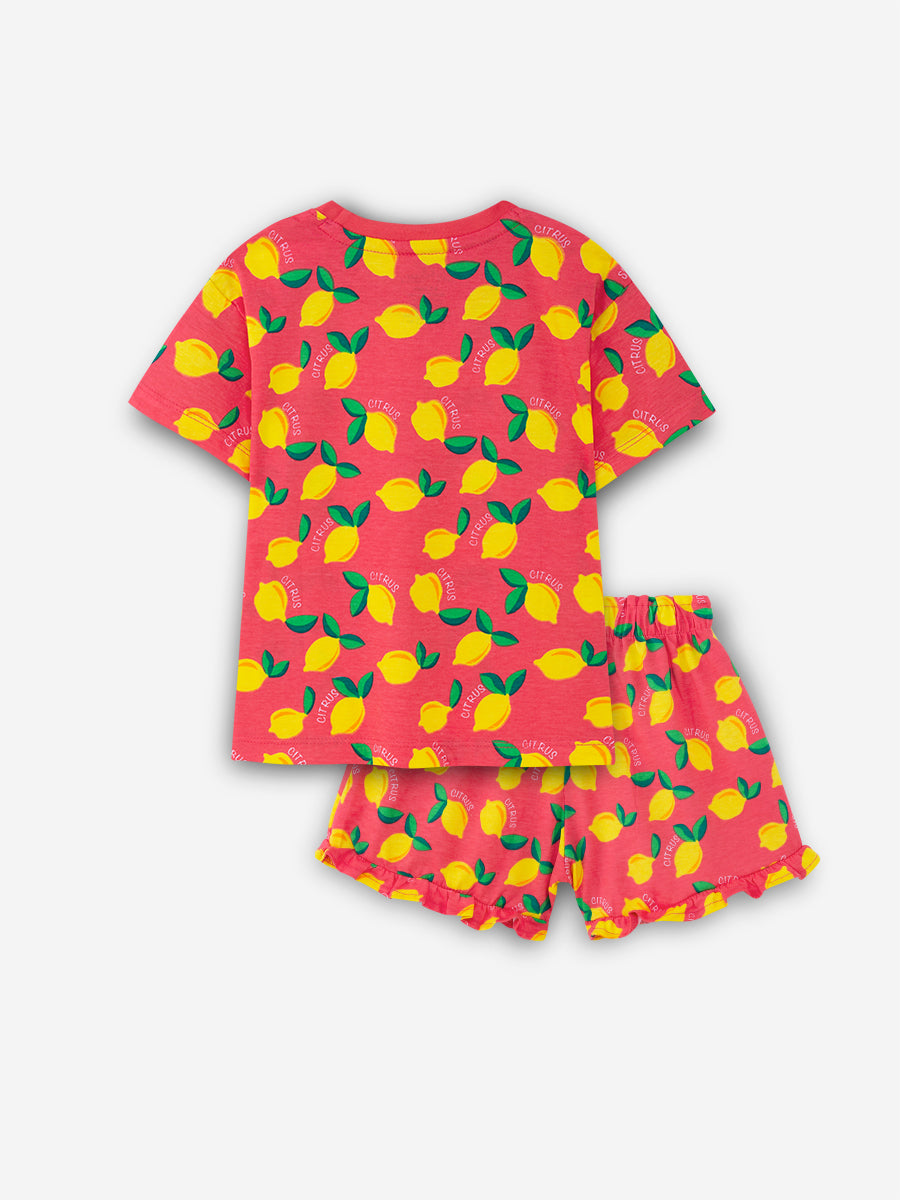 Citrus Lemon Oversized Cord set (Red)