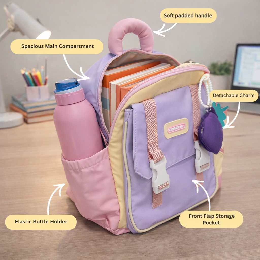 Classic Preschool Backpack with Cute Veggie Charm