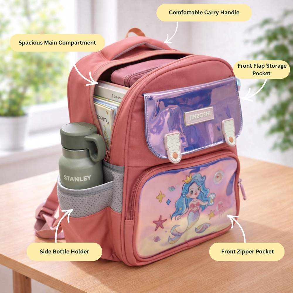 Little Dreamers Hologram Backpack For Todlers & Kids  - Pink Pearl Princess