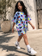 Blue Love Burst Oversized Cord Set