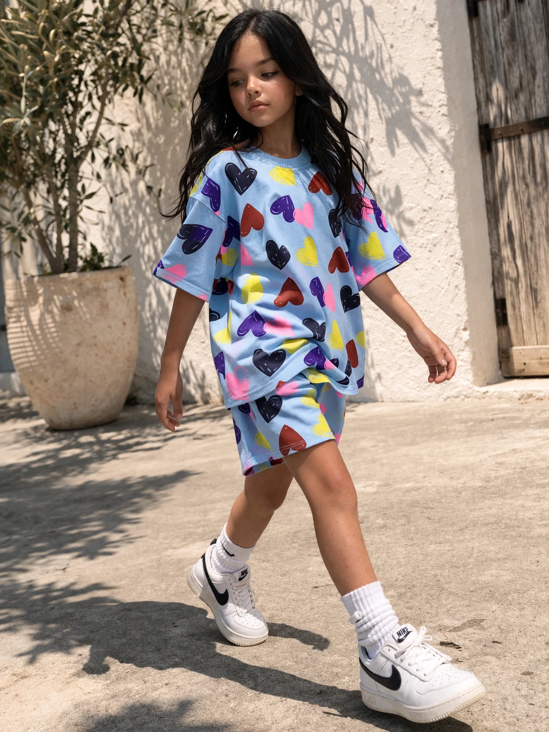 Blue Love Burst Oversized Cord Set